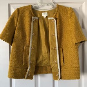 Anthropologie Mustard Yellow Short-Sleeve Jacket